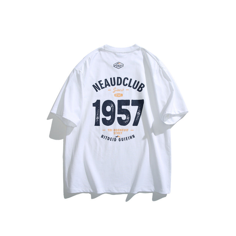 Loose Casual T-Shirt with Printed Short Sleeves