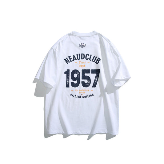 Loose Casual T-Shirt with Printed Short Sleeves