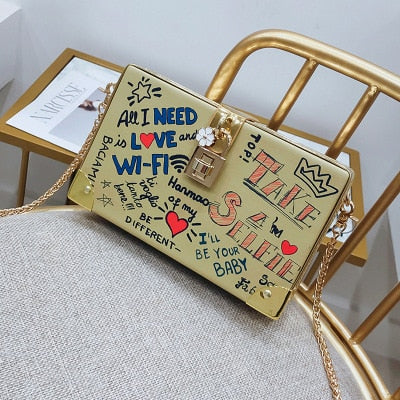 Harajuku Style Graffiti Crossbody Handbag for Women
