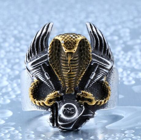 Retro Snake Biker Ring - Steel Soldier Style