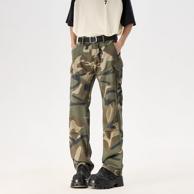 Retro Camouflage Work Pants for Men