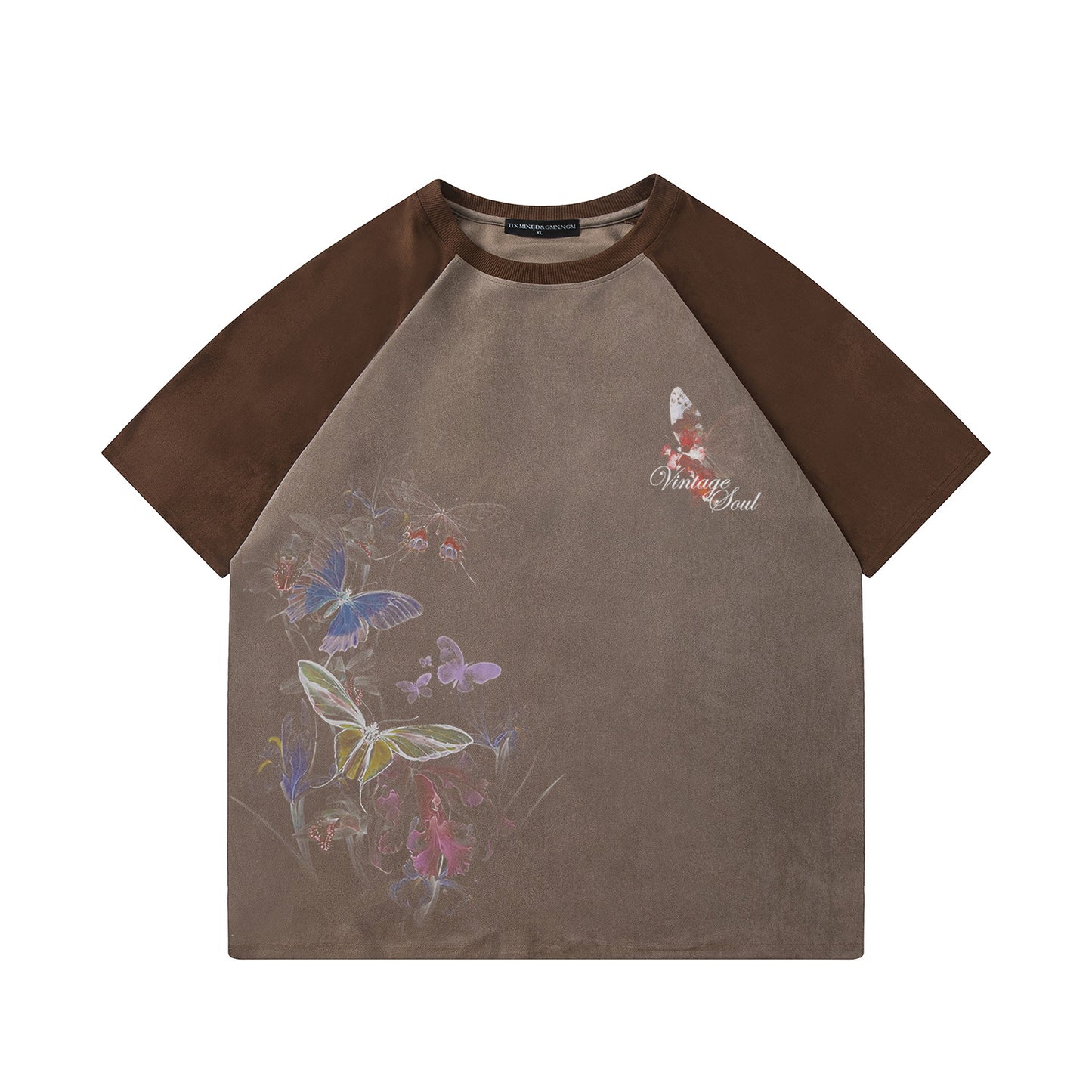 Ink Butterfly Print Short Sleeved Shirt — Harajuku-style Loose Fit Cotton Blend Tee