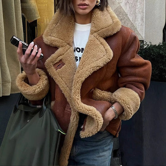 Harajuku Style Long Sleeve Fur One-Piece Jacket