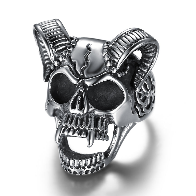 Skull Head of Sheep Titanium Ring - Harajuku Style