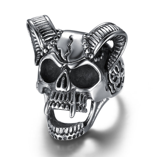 Skull Head of Sheep Titanium Ring - Harajuku Style