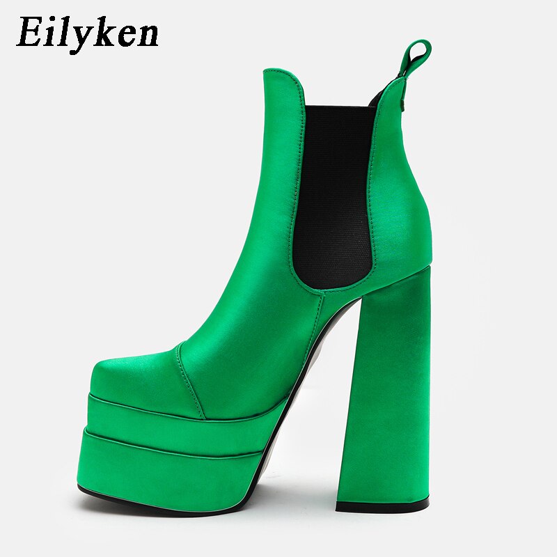 Nude Short Boots for Women - Autumn and Winter New Style with Square Toe, Super High Heel, Heavy Heel, and Trendy Fashion Design