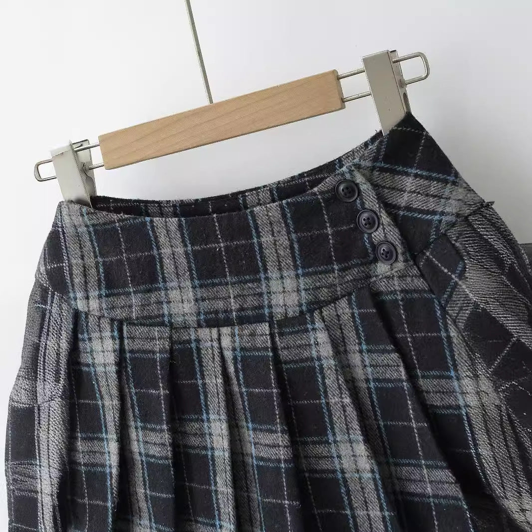 High Waisted Plaid A-Line Skirt