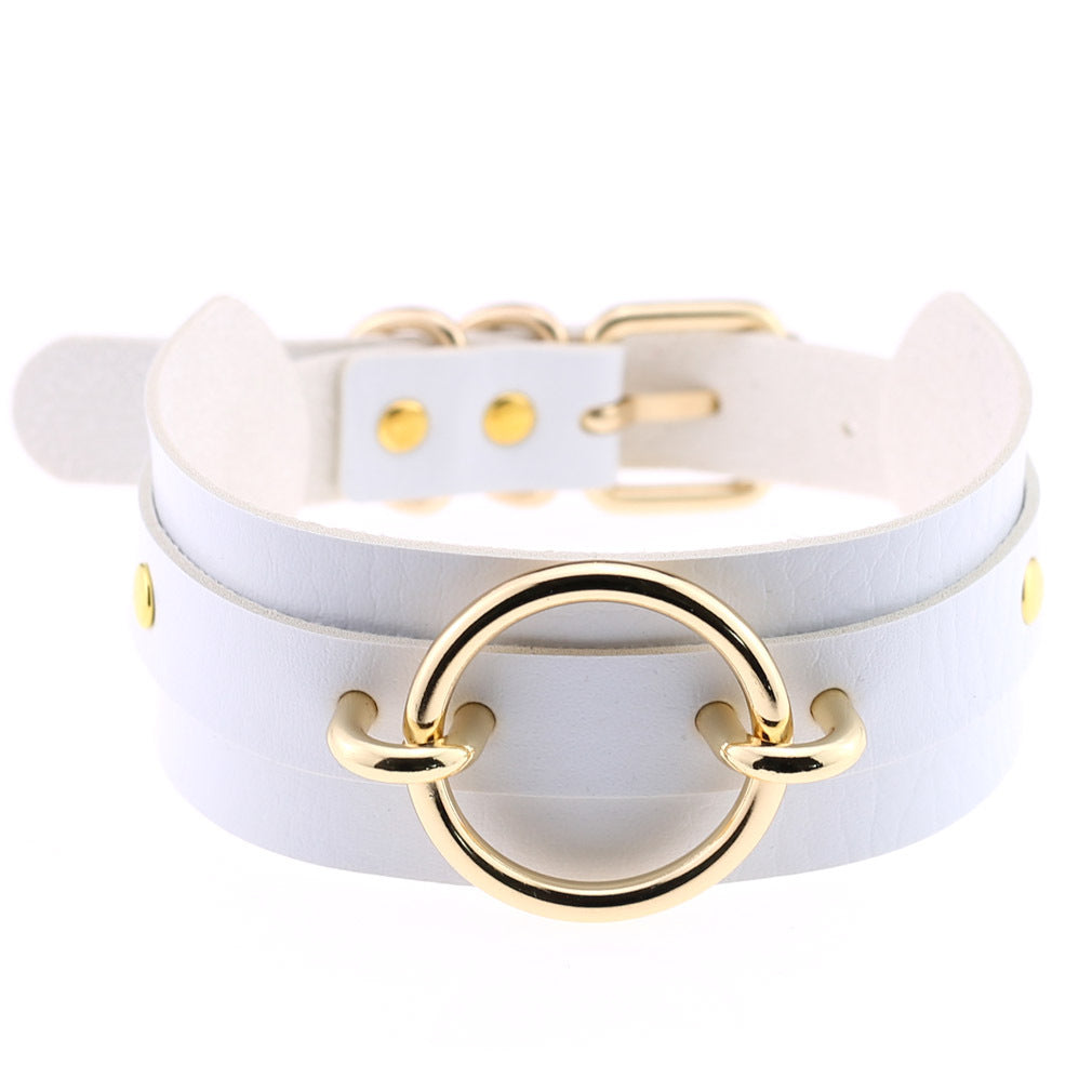 Harajuku Exaggerated PU Leather O-Ring Collar Necklace