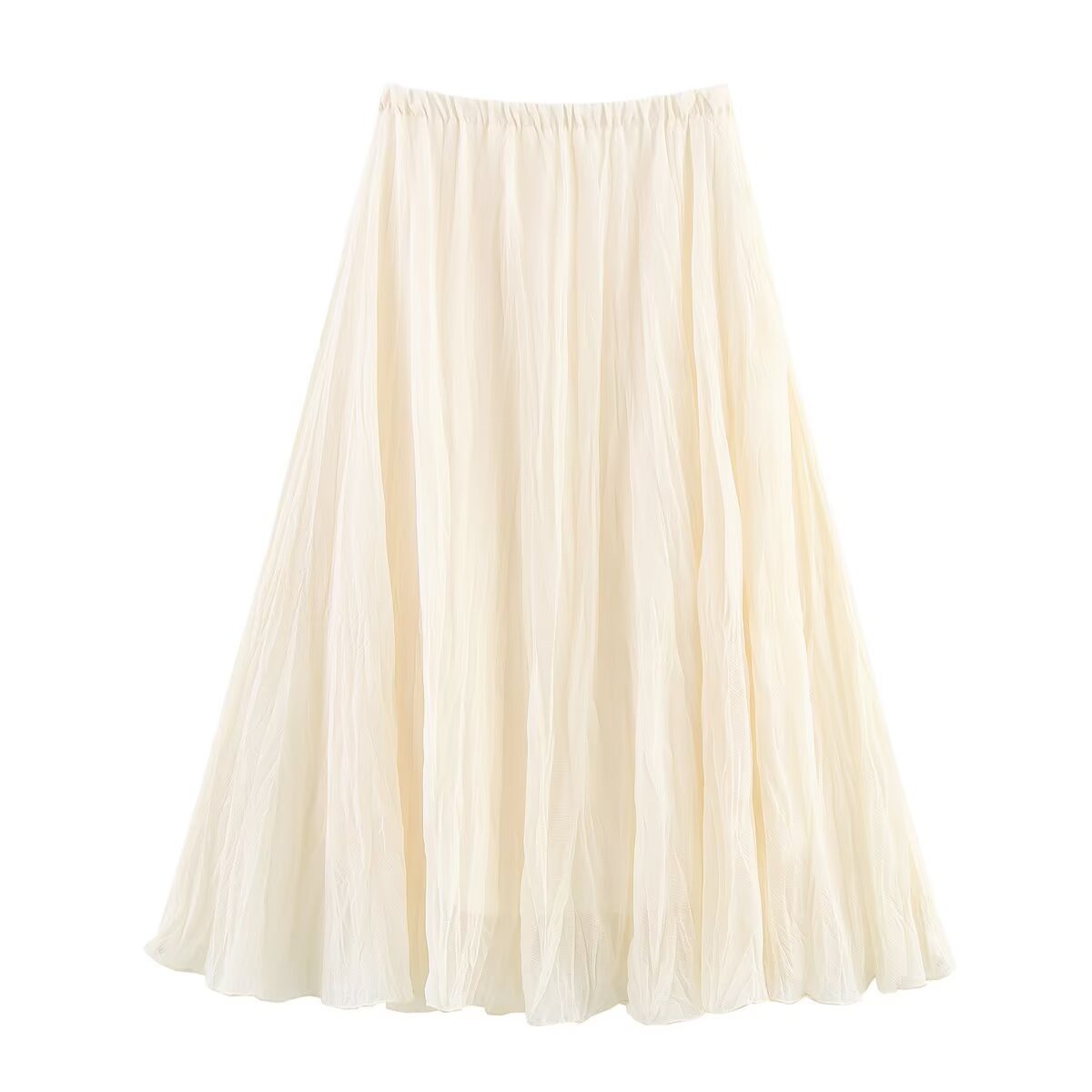 Harajuku Style Elastic Waist Pleated Long Skirt for Women