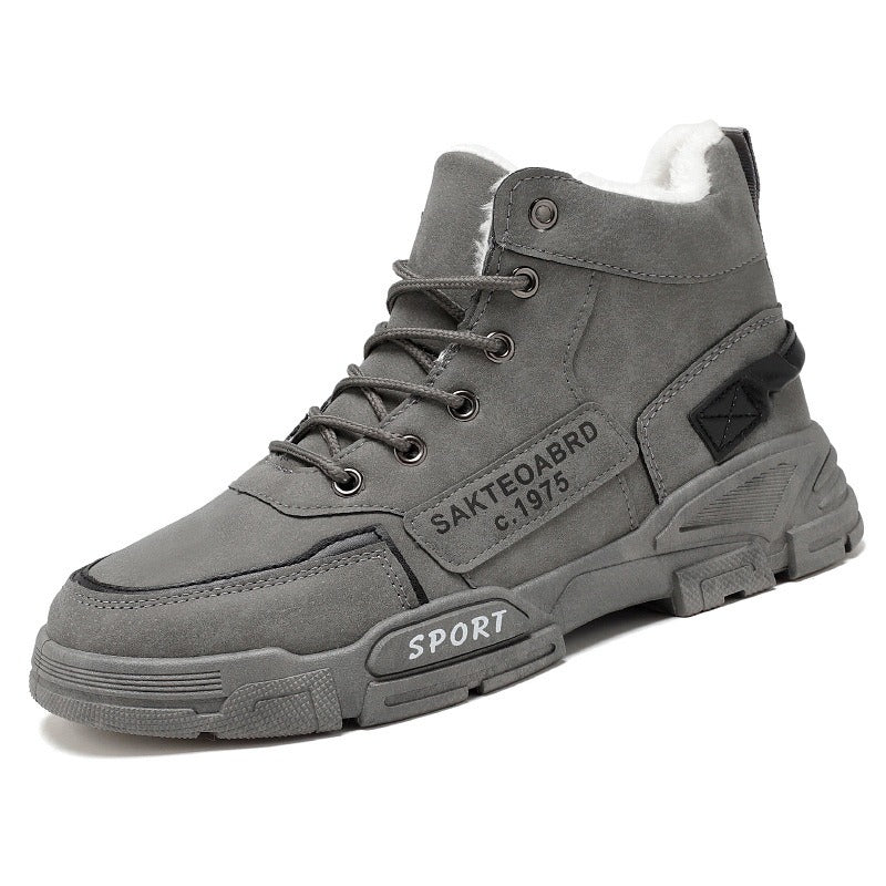 Cotton Winter Men's High Top Martin Boots, Bumblebee Work Boots, Large Size, Medium Top, Fashionable Trendy Shoes