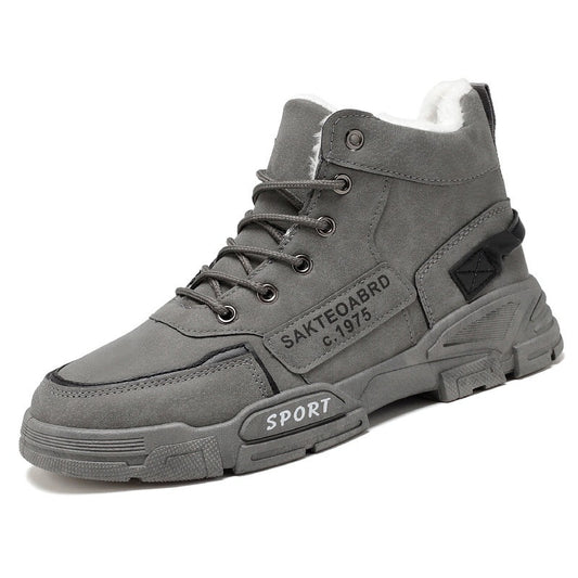 Cotton Winter Men's High Top Martin Boots, Bumblebee Work Boots, Large Size, Medium Top, Fashionable Trendy Shoes