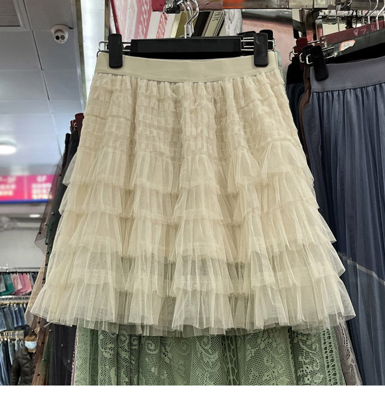 Layered Mesh Skirt for Women - A-Line Fluffy Mini Skirt
