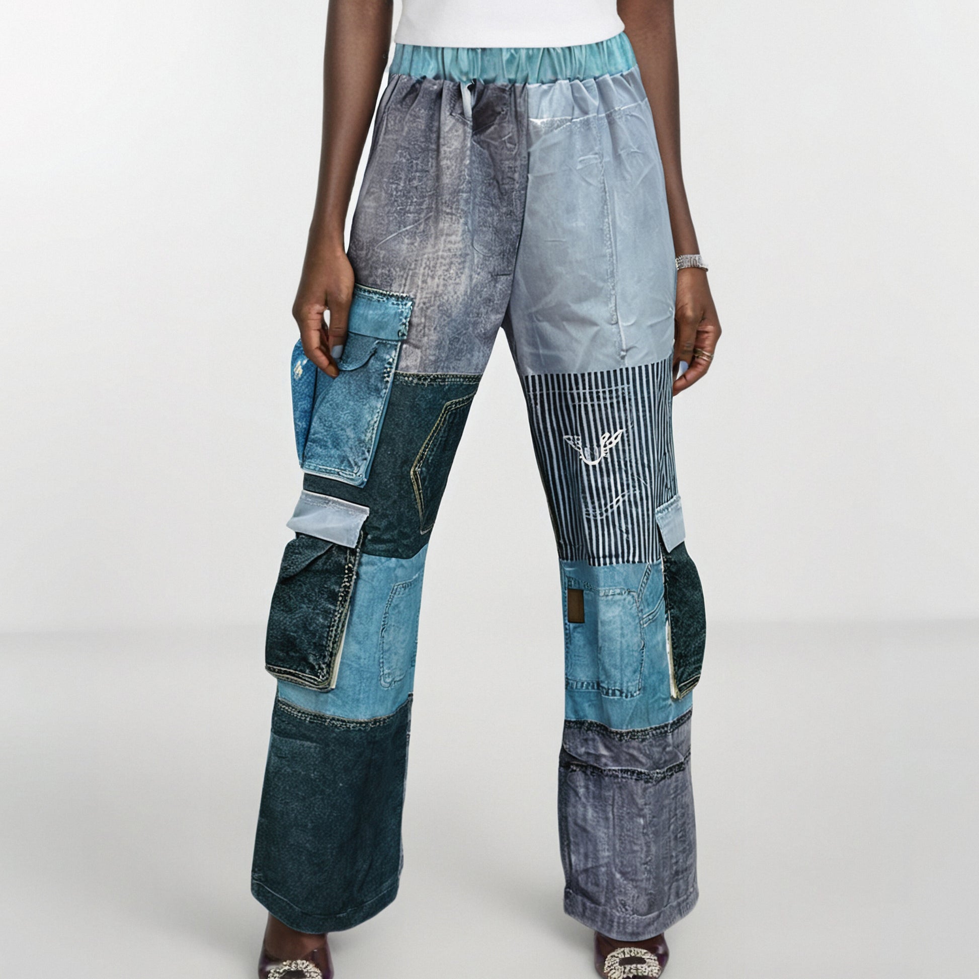 Harajuku Style Women's High Waist Wide Leg Pants with 3D Pockets