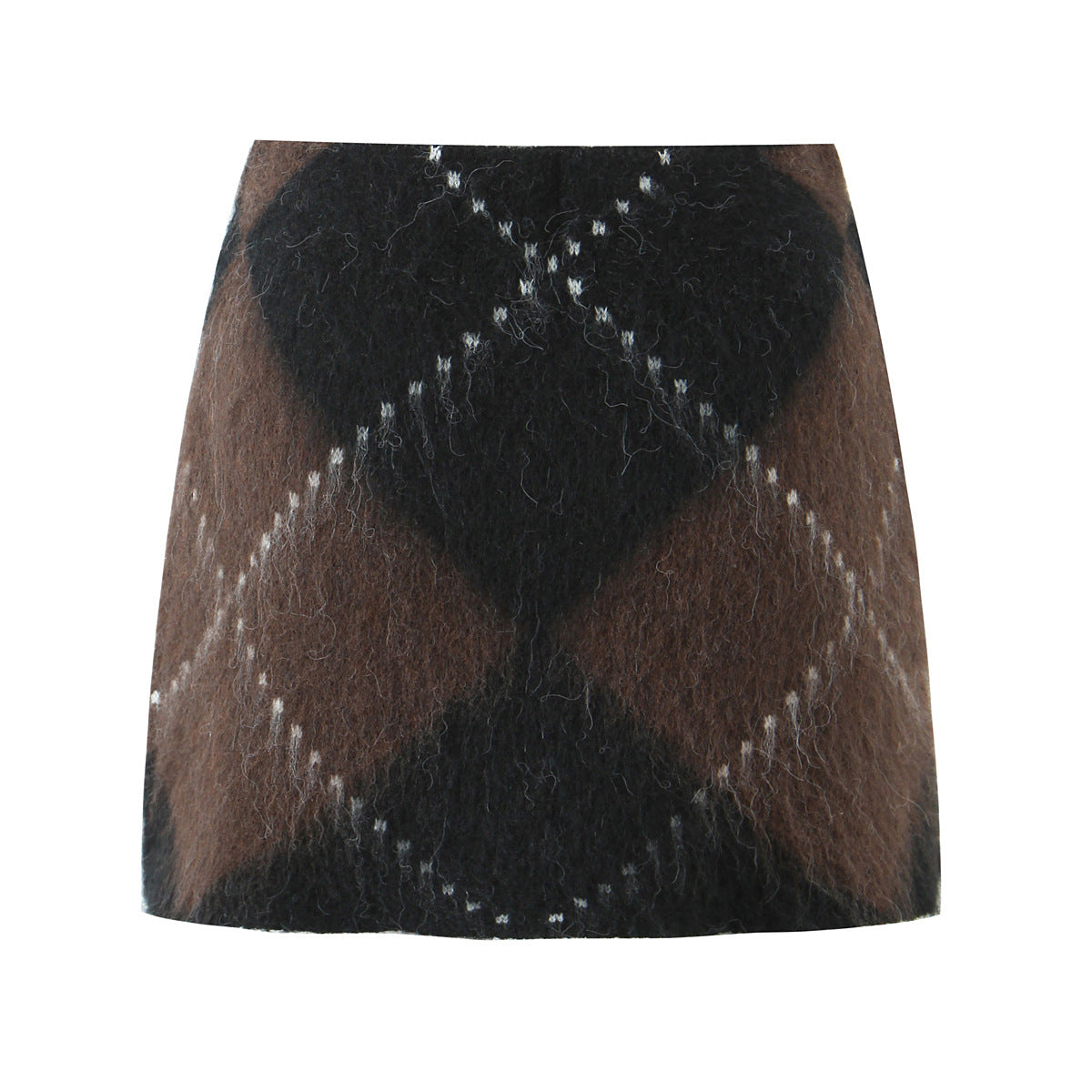Casual Woolen Mini Plaid Waist-Hugging Skirt