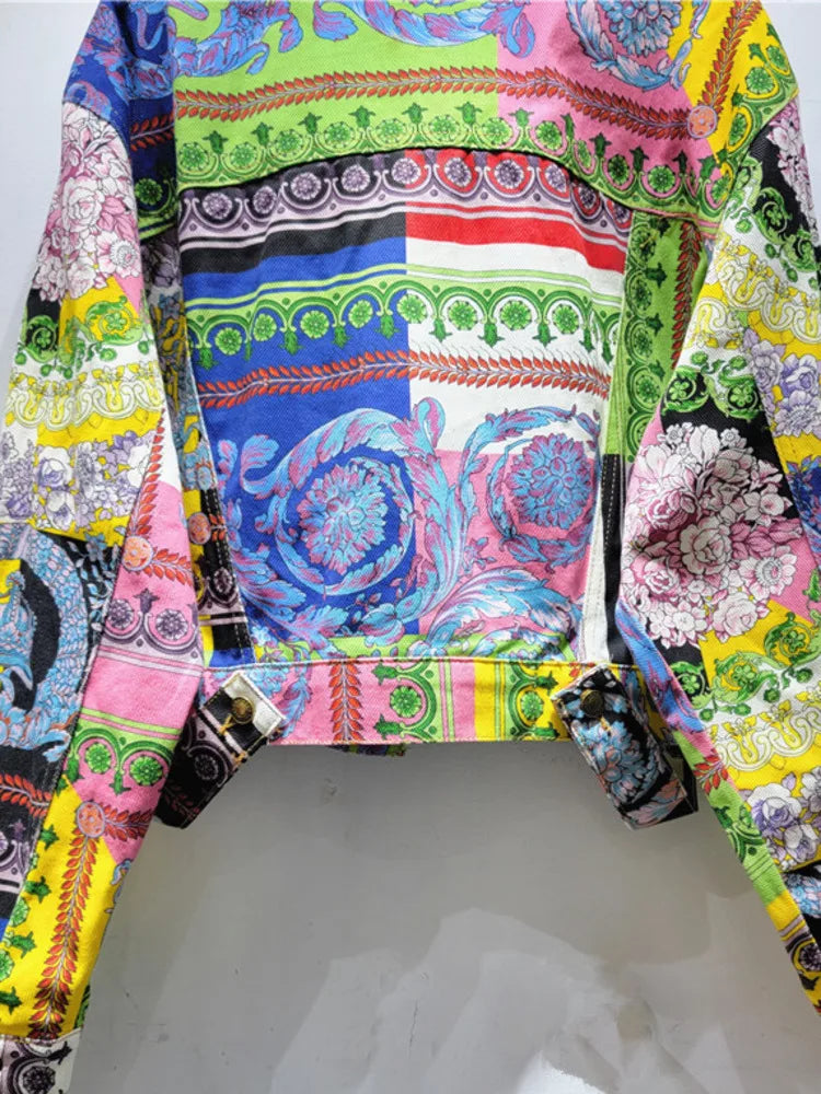 Retro Floral Harajuku Denim Jacket for Women