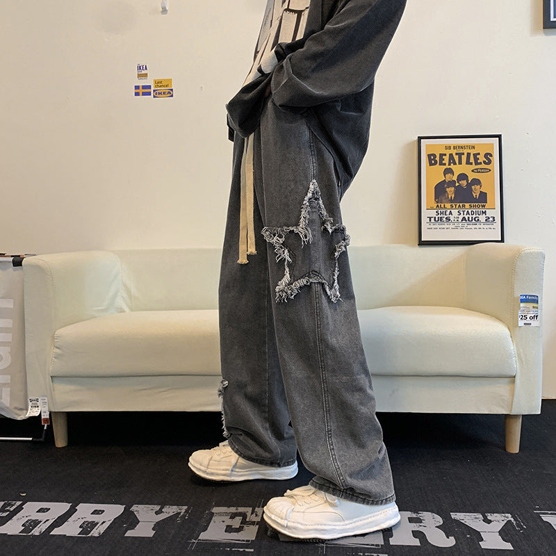 Korean Harajuku Style Loose Fit Straight Leg Jeans