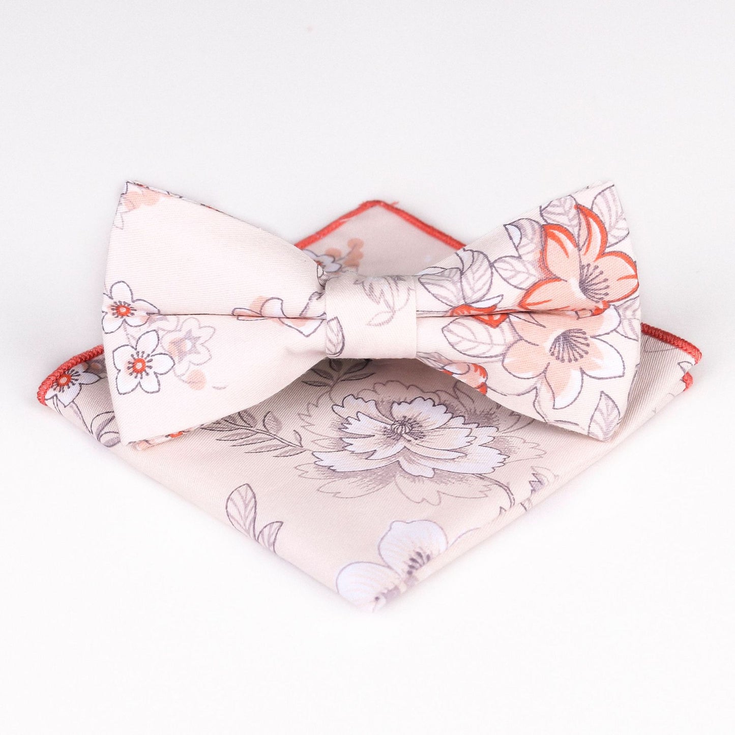 Cotton Bow Tie Print Suit & Pocket Square