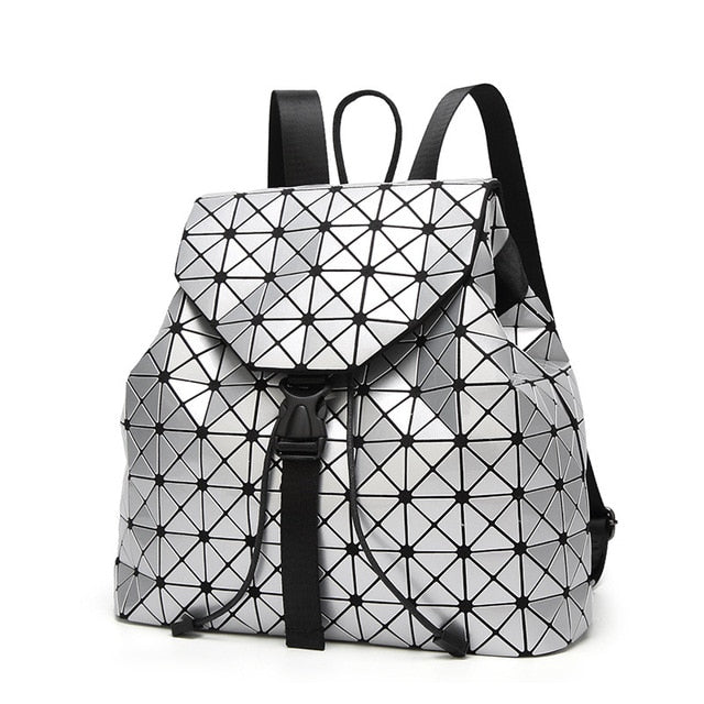 Luminous Geometric Plaid Sequin Backpack for Women