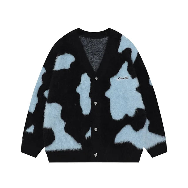 Deeptown Y2K Harajuku Pink Knitted Cardigan