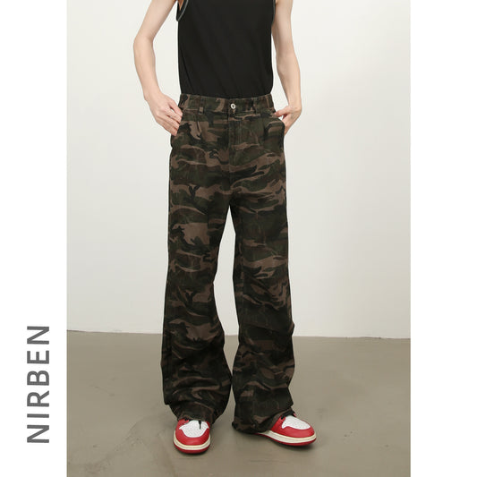Harajuku Style American Retro Camouflage Work Pants