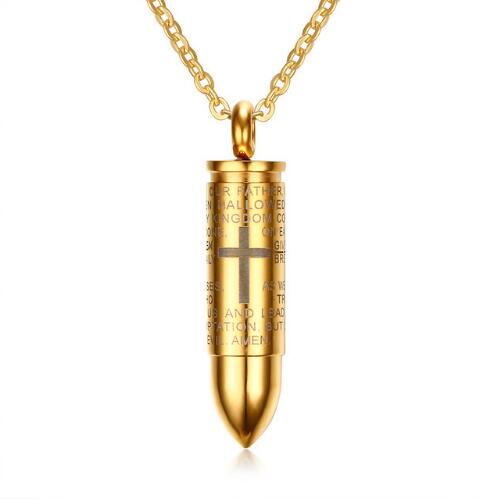Engraved Bullet Cross Necklace for Men