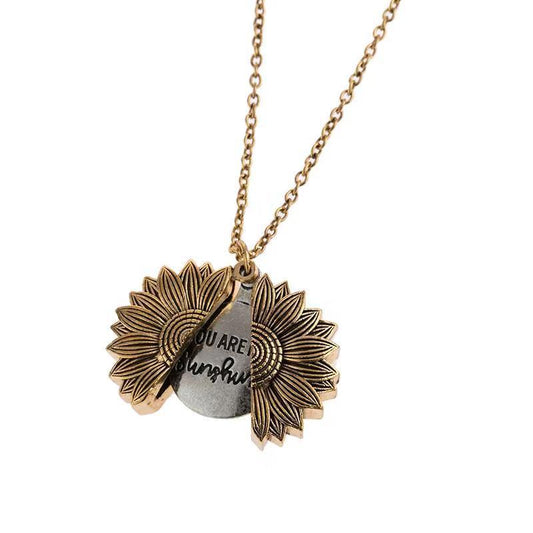 Custom You Are My Sunshine Sunflower Necklace