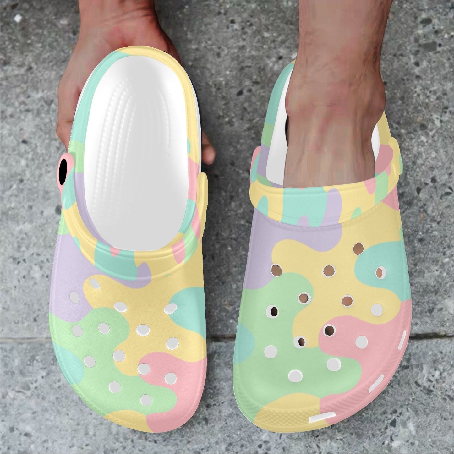 Harajuku Pastel Rainbow Camo Clogs