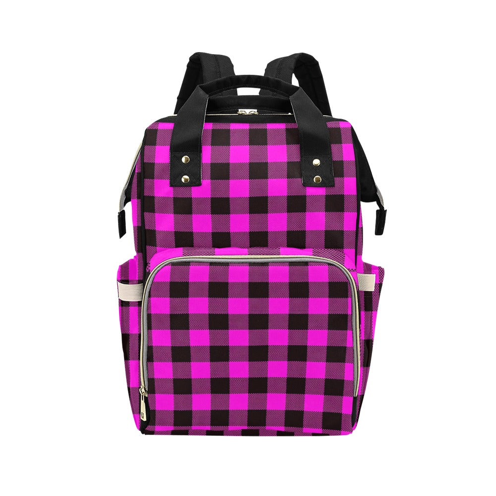 Pink and Black Plaid Harajuku Backpack