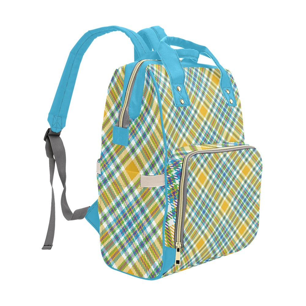 Yellow Plaid Multi-Function Backpack