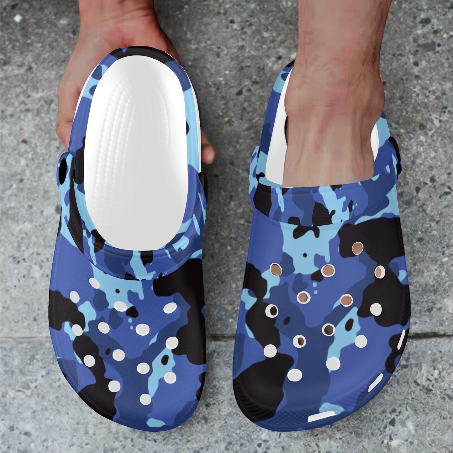 Blue Camo Print Adults Clogs