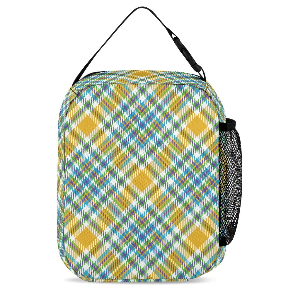 Yellow Plaid Three-Piece Backpack Bag Set
