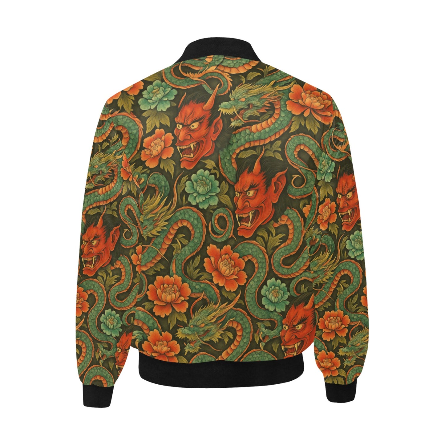 Red Dragon Devil Pattern Men's Bomber Jacket