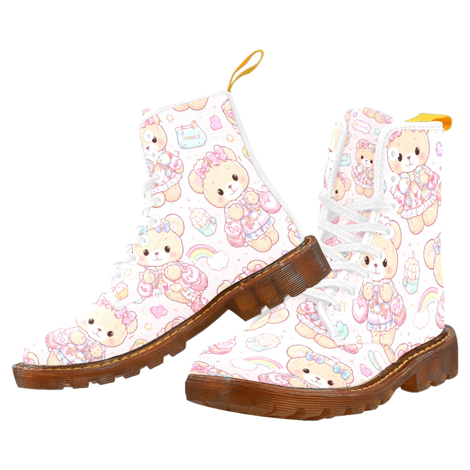 Harajuku Teddy Boots Women's Lace Up High Top Canvas Boots
