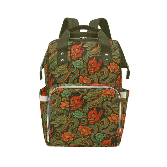 Red Dragon Devil Pattern Multi-Function Backpack