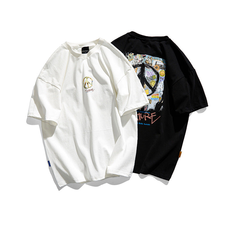 Playful Letter Printed Short Sleeve T-Shirt