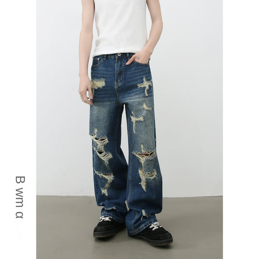 Men's High Street Harajuku Distressed Denim Pants