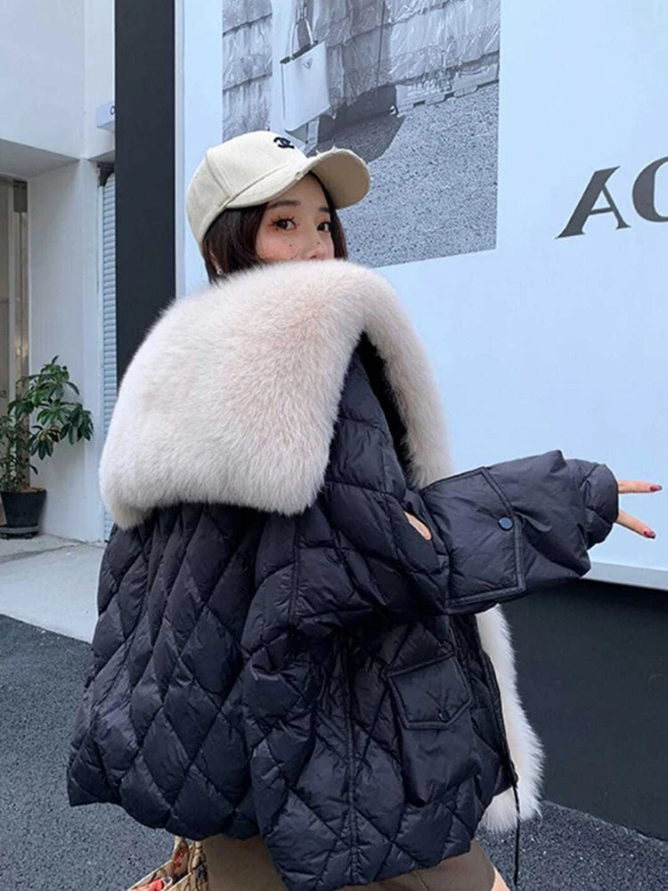 Oversized Fluffy Faux Fur Winter Duck Down Jacket