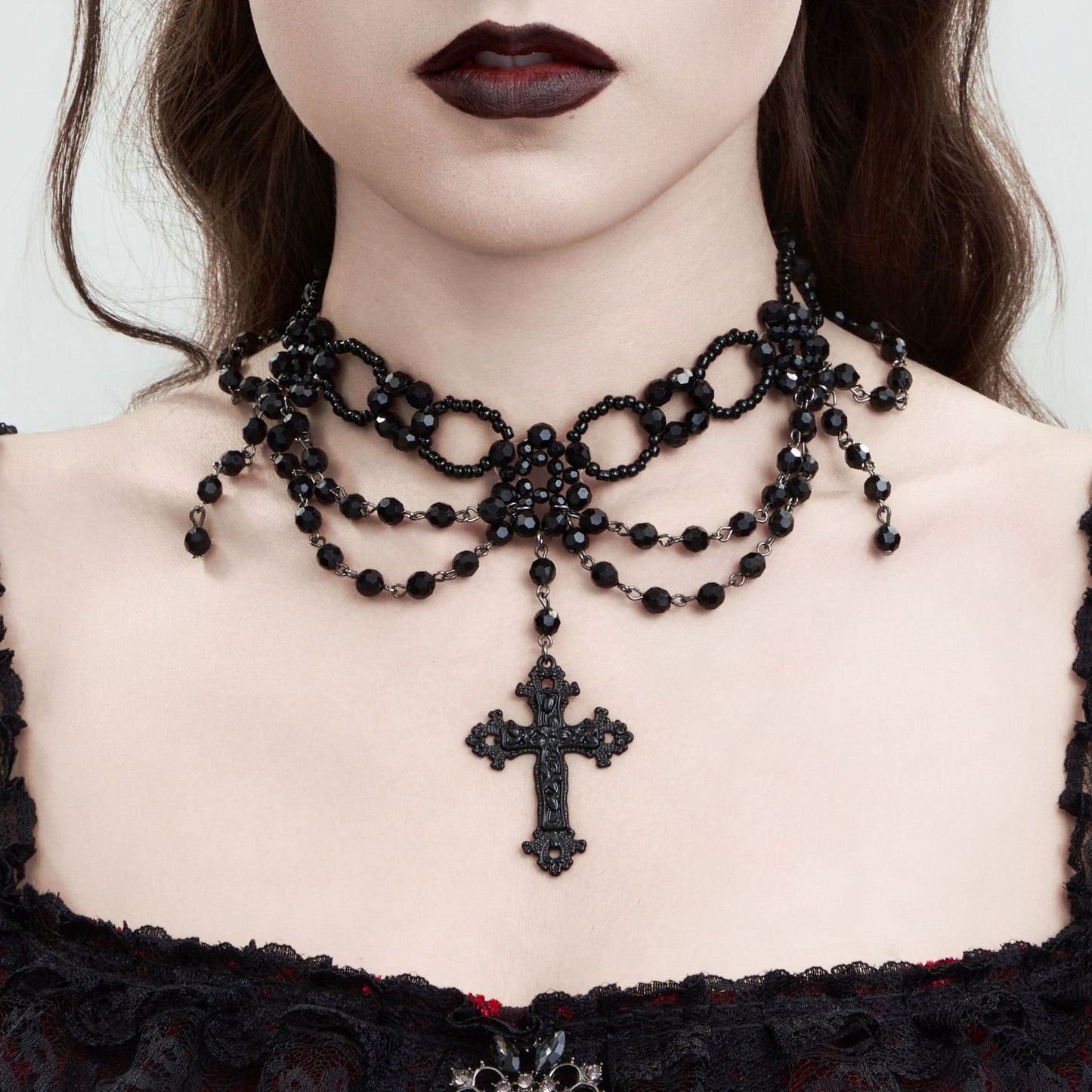 Harajuku Style Black Lace Collarbone Chain Necklace