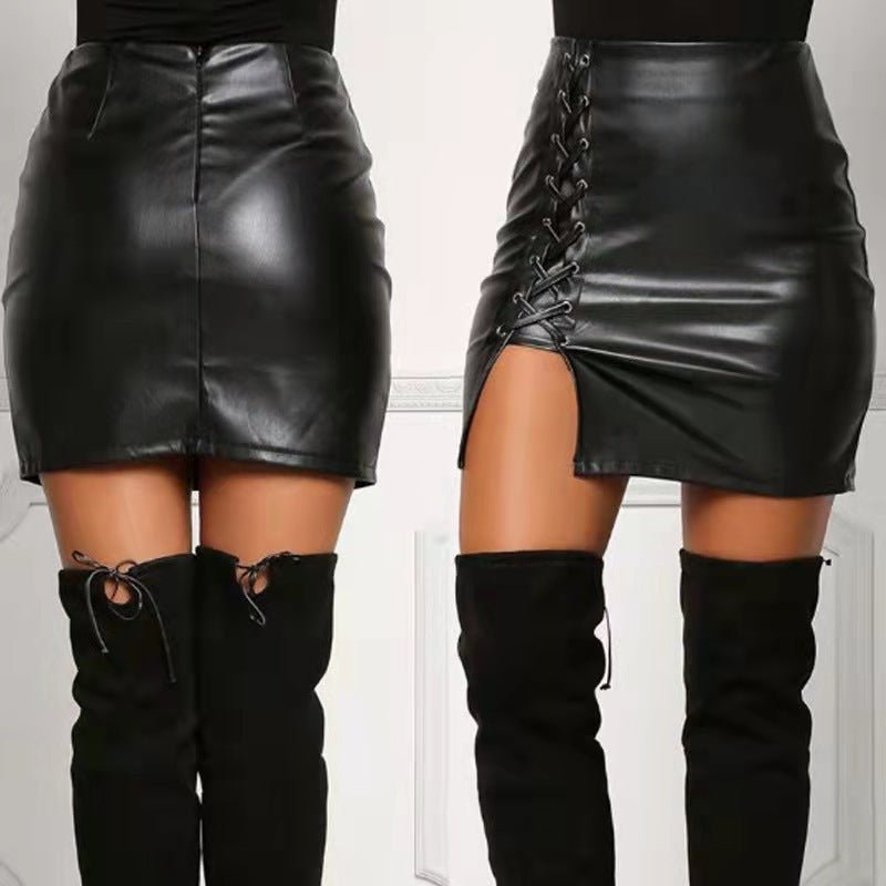 High-Waisted Split Skirt with Strap for Women