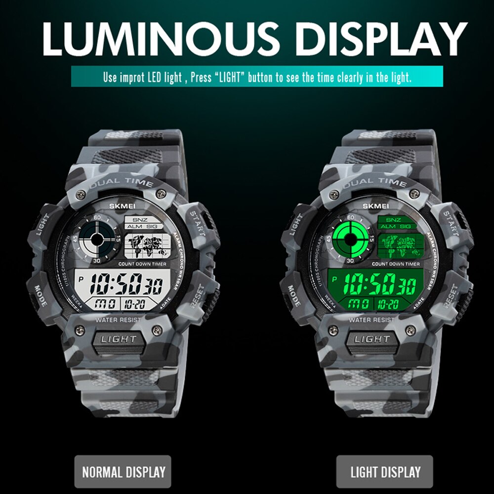 Luminous Digital Military Sports Watch - Waterproof & Stylish