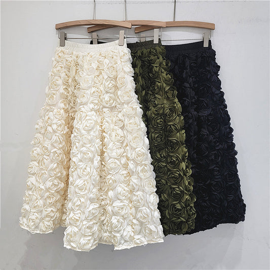 French Flower A-Line Skirt - Harajuku Inspired Fashion