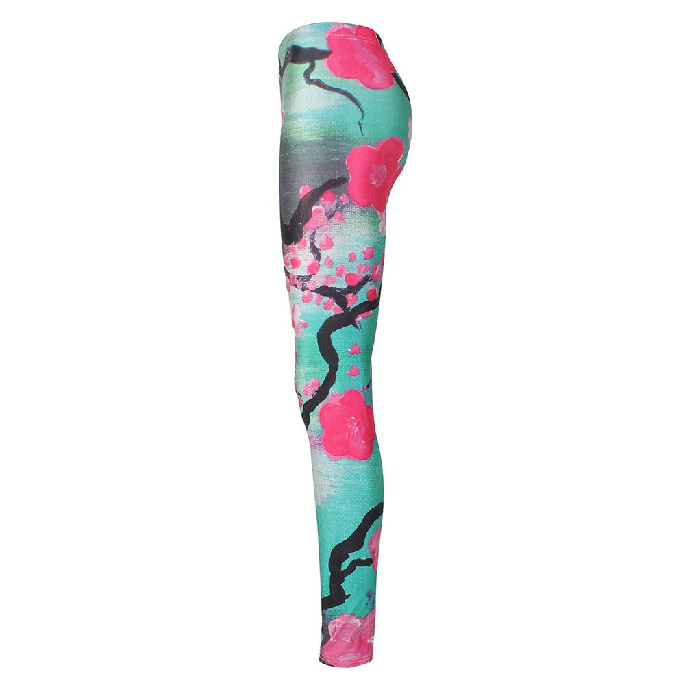 Pink Plum Blossom Leggings