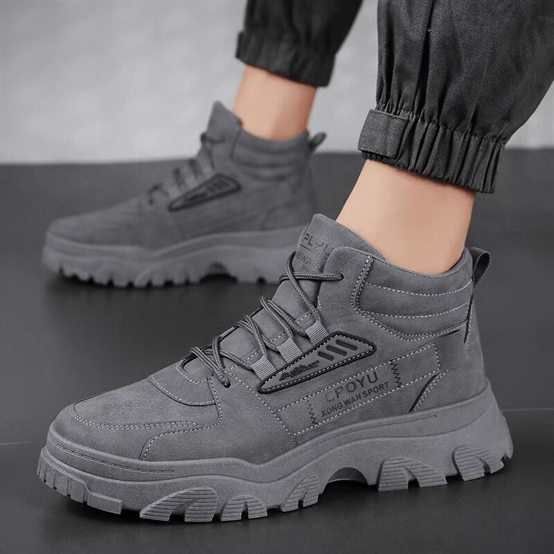 Harajuku Style Breathable High Top Workwear Shoes for Men