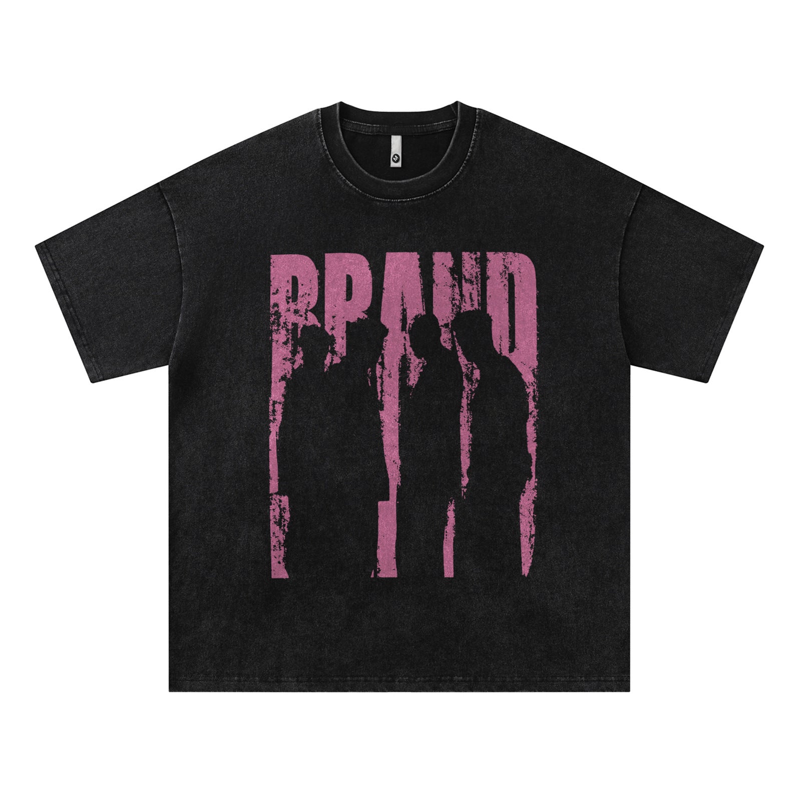 Harajuku Style Washed Portrait Print T-Shirt for Couples