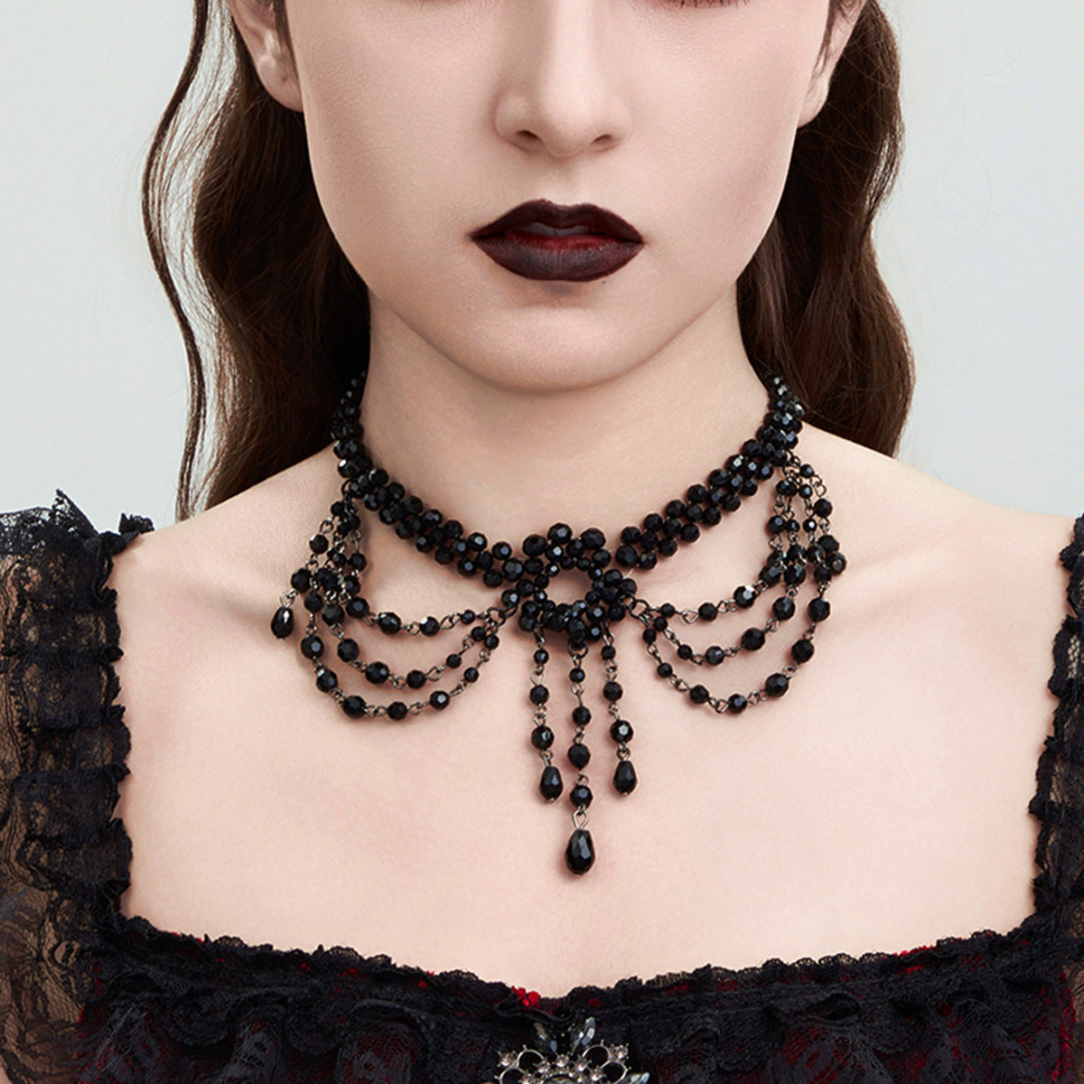 Harajuku Style Black Lace Collarbone Chain Necklace