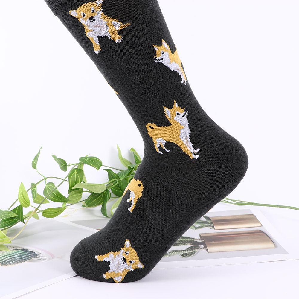 Kawaii Shiba Inu & Corgi Cartoon Cotton Socks for Women