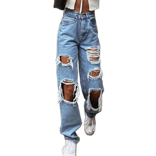 Playful Vintage Ripped High Waist Jeans for Women