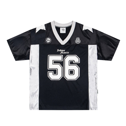 Color Block Splicing Mesh Loose Jersey T-Shirt