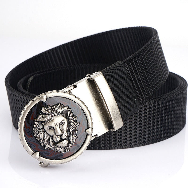 Playful Tank Patterned Nylon Waist Belt with Alloy Automatic Buckle