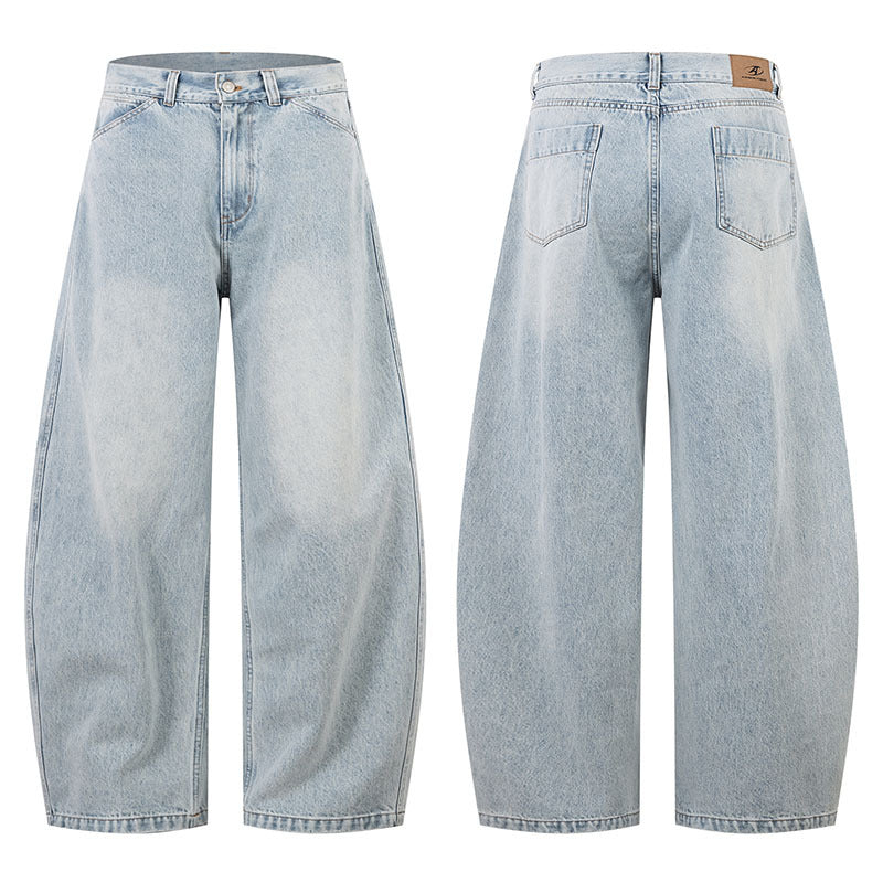 Harajuku Blue Tapered Flare Leg Jeans - Retro Loose Fit